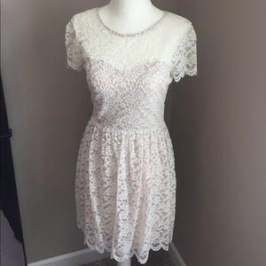 Ivory lace fit and flare dress
